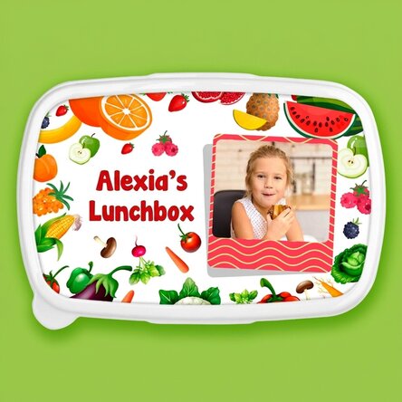 Lunch box, personalised with a photo and text - Fruit and vegetables