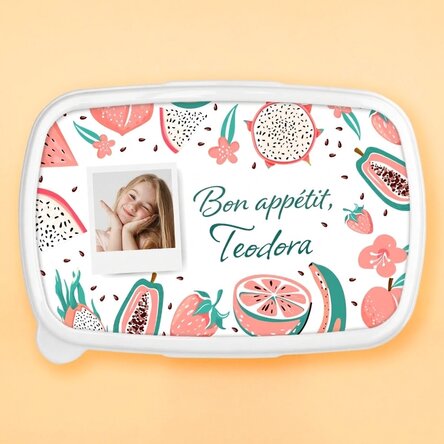 Boîte à repas, barquette personnalisée avec une photo et un message - Fruits