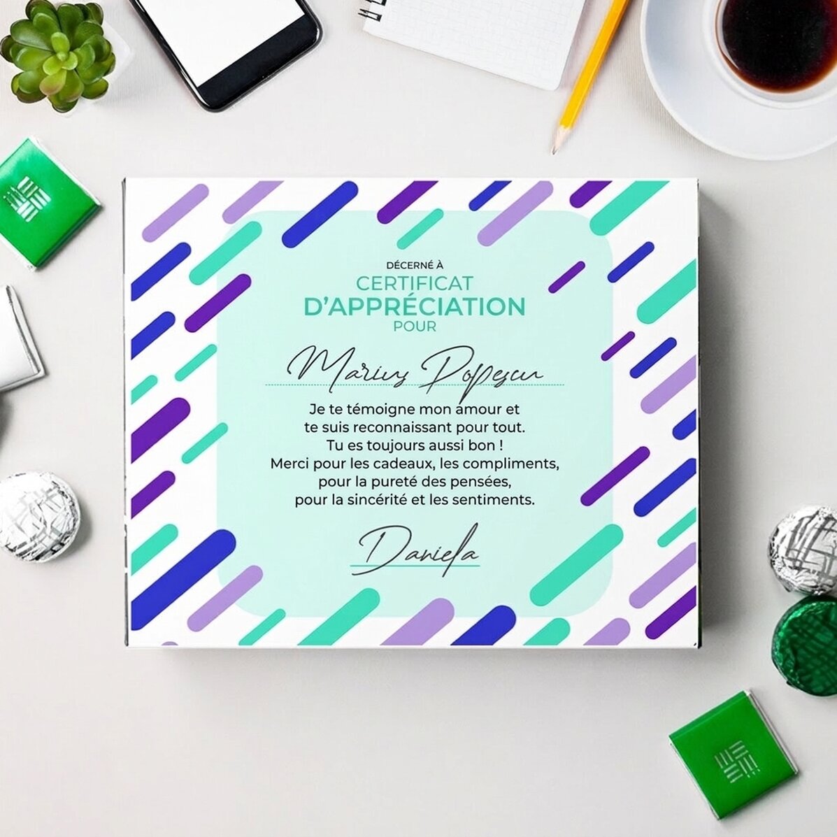 Boîte de bonbons personnalisée avec un message - Remerciements