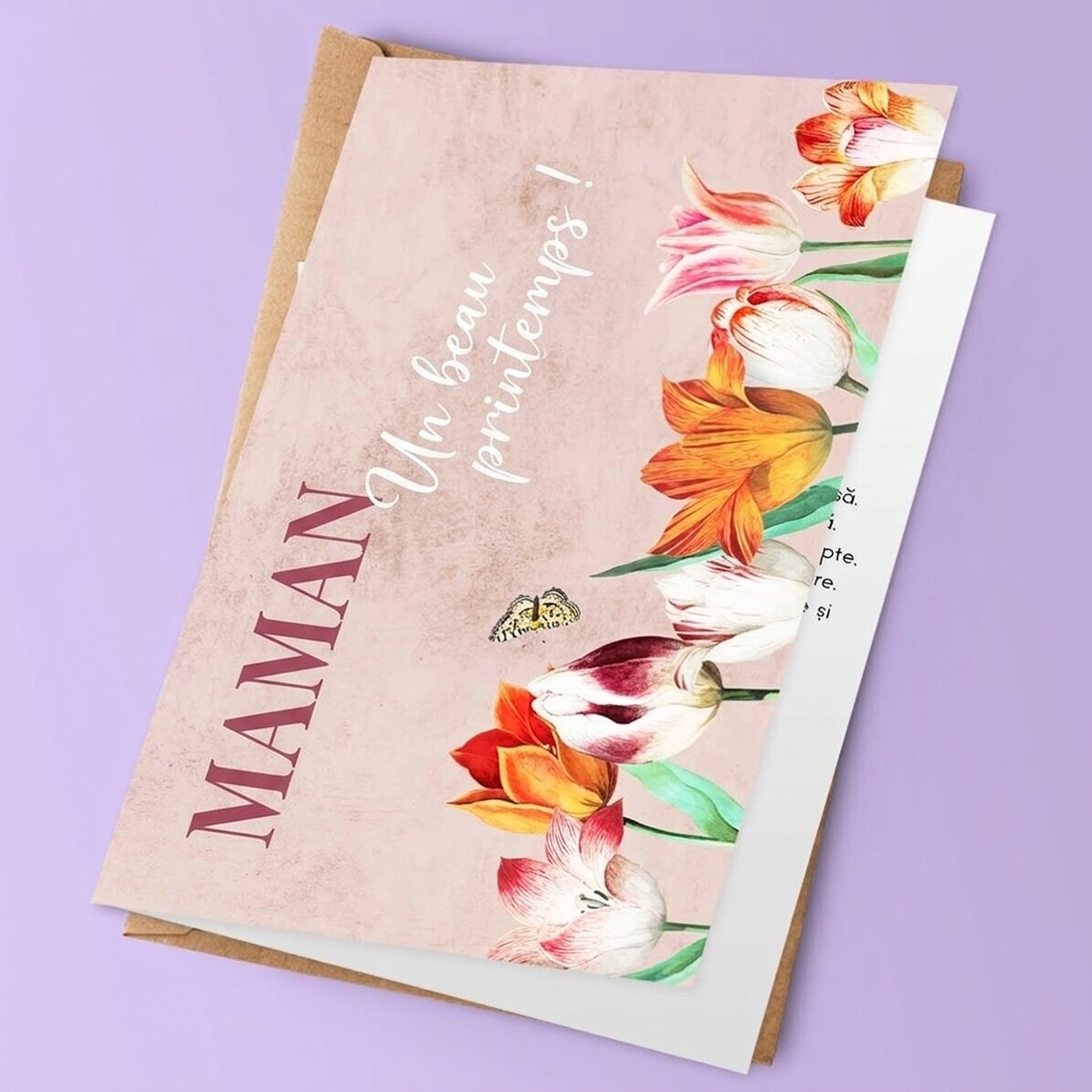 Carte de vœux personnalisée avec texte - Tulips