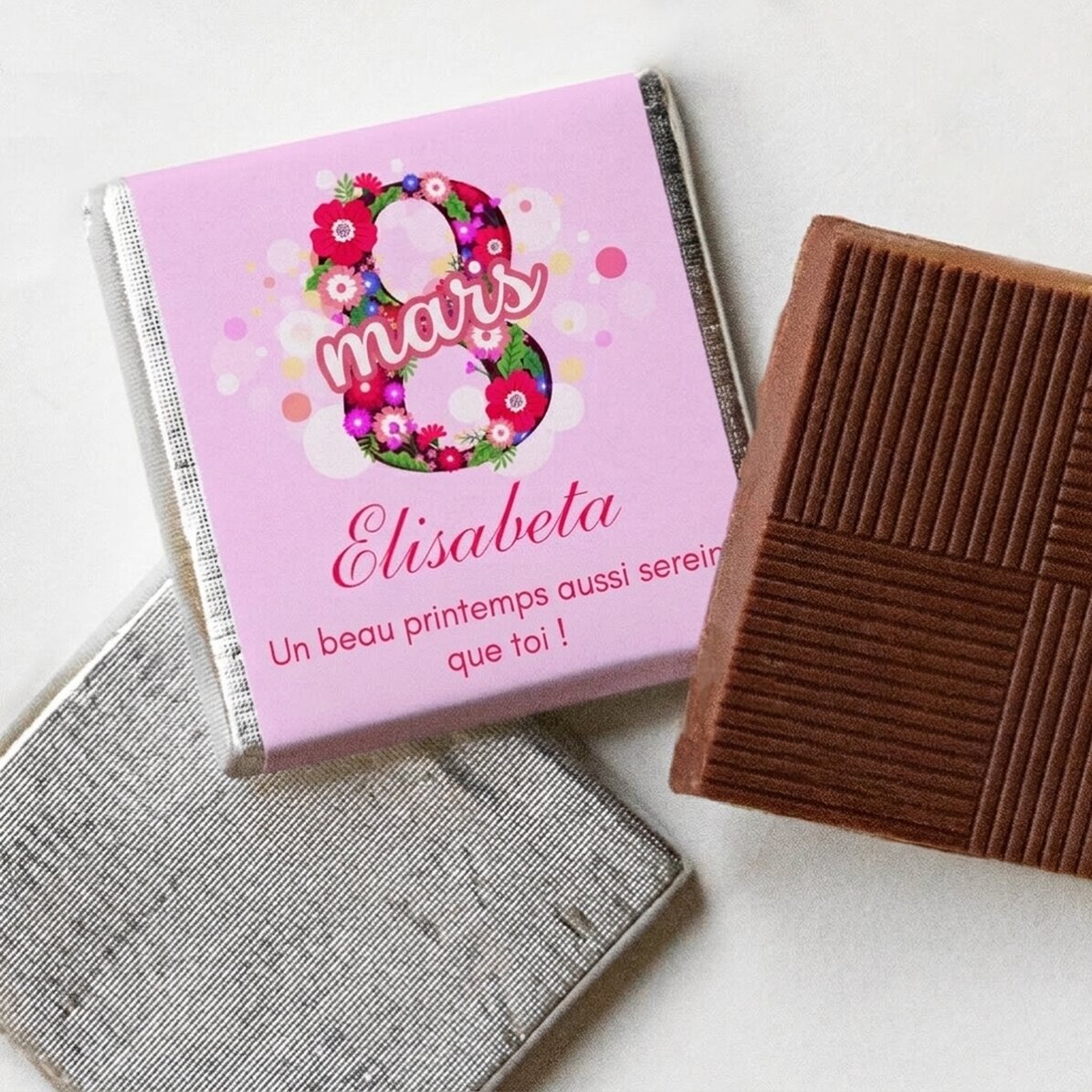 Mini-chocolat personnalisé avec un message - 8 mars