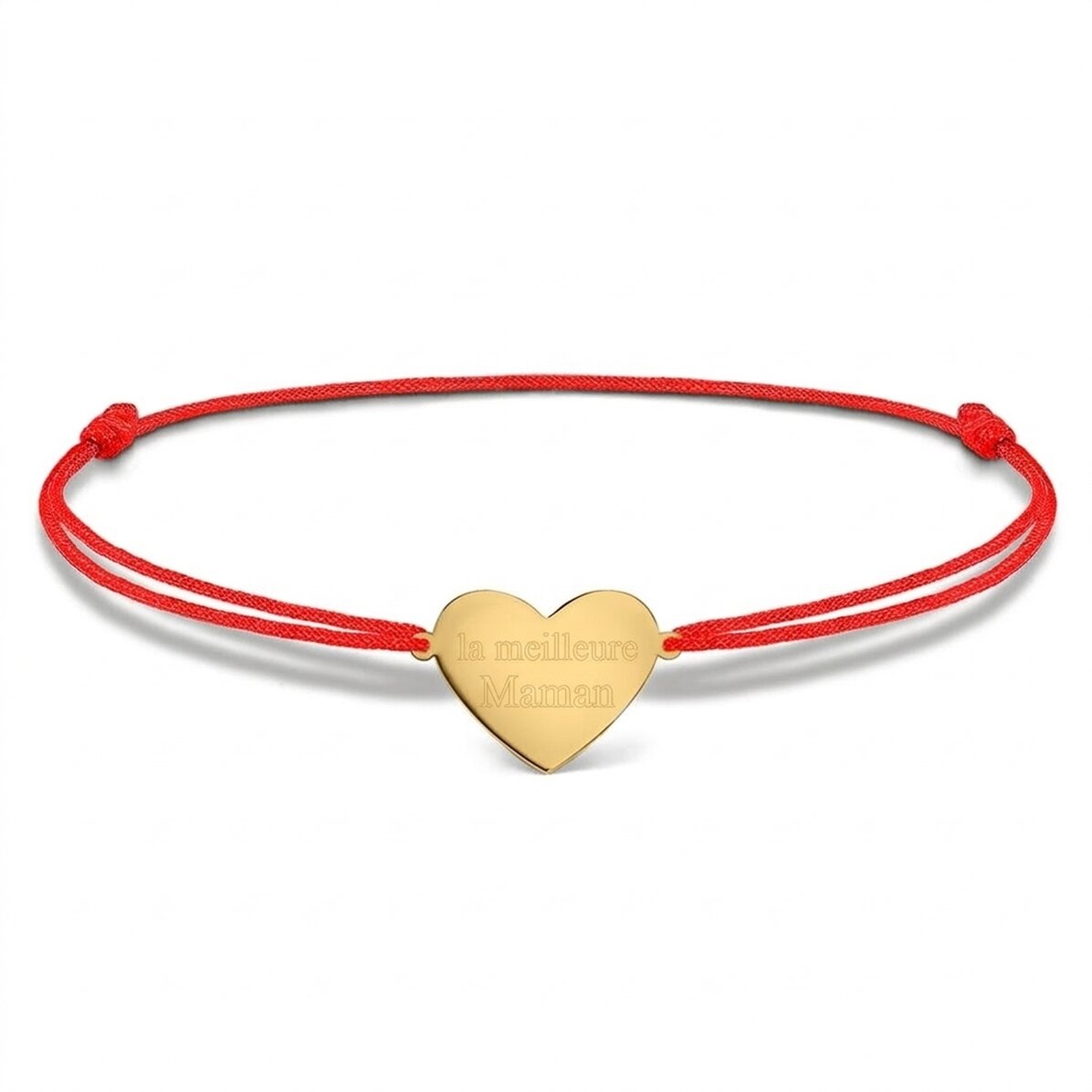 Bracelet à cordon personnalisé - cœur 15 x 13 mm - argent 925 - La meilleure maman