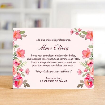 Cadre photo de bureau personnalisé avec un message pour la professeure