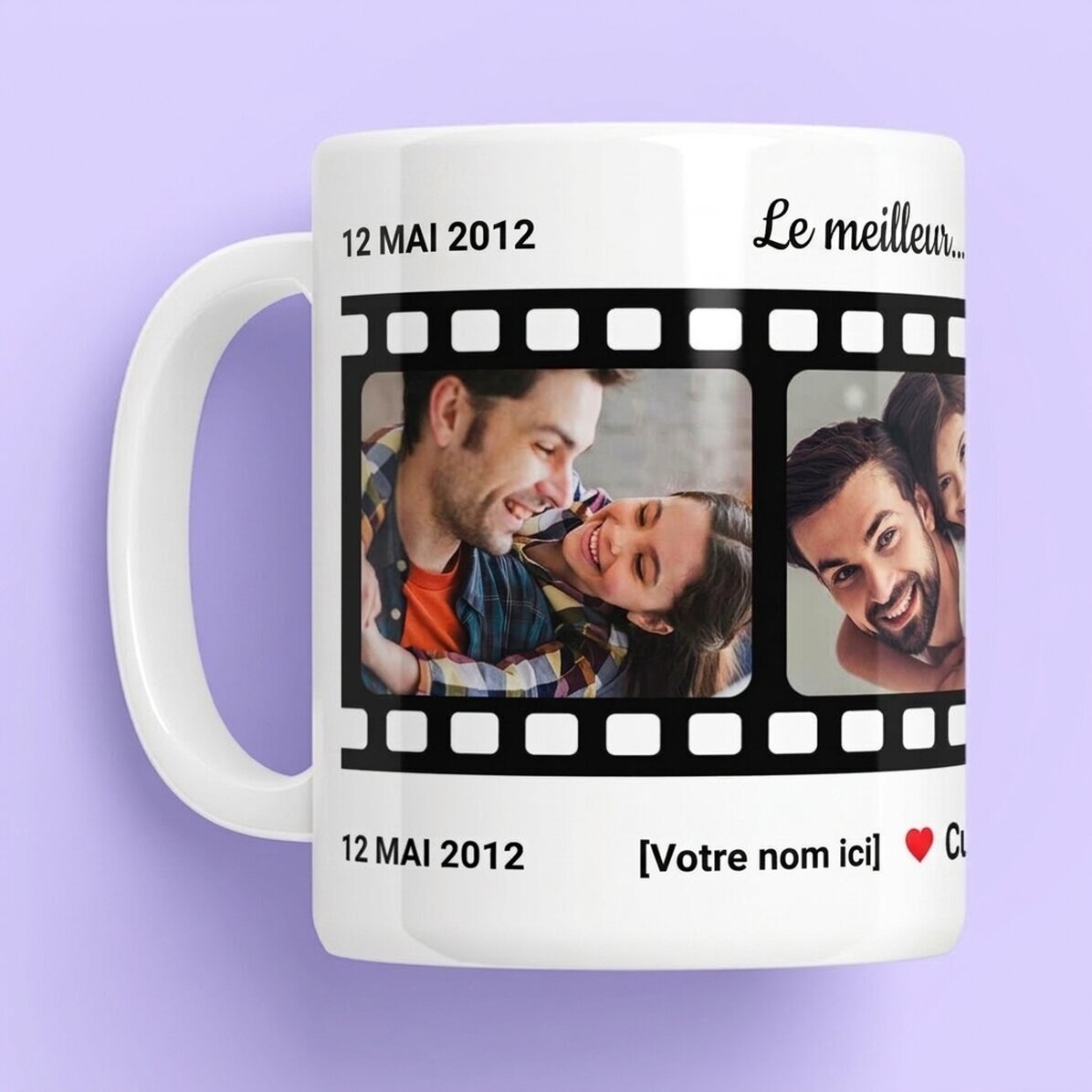 Tasse personnalisée avec un texte et 4 photos - Vos souvenirs les plus chers