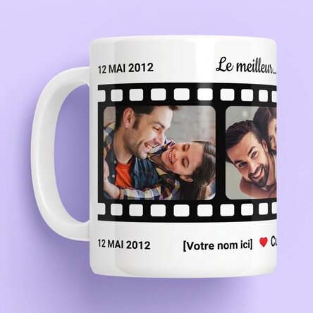 Tasse personnalisée avec un texte et 4 photos - Vos souvenirs les plus chers