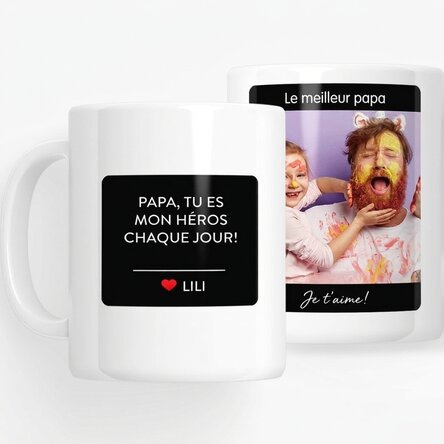 Tasse personnalisée avec texte et photo - Mon héros