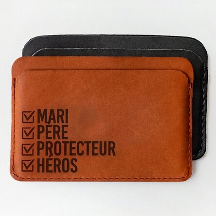 Portefeuille en cuir personnalisé avec inscription - HERO