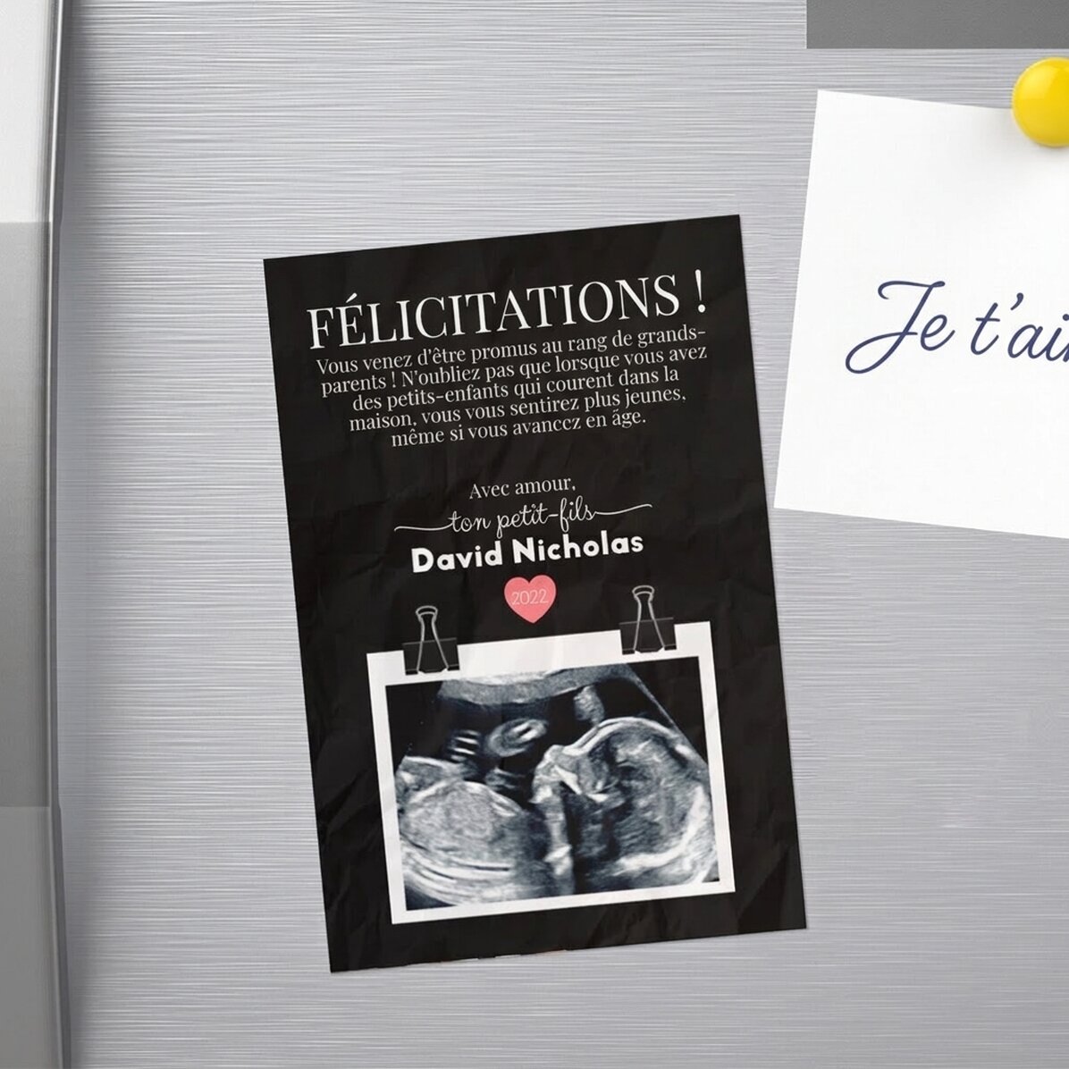 Aimant personnalisé de 10 x 15 cm avec un texte et une photo - Cartes de vœux pour les grands-parent