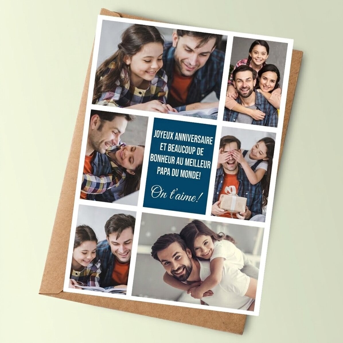 Carte personnalisée avec photos et message - Avec toute mon affection