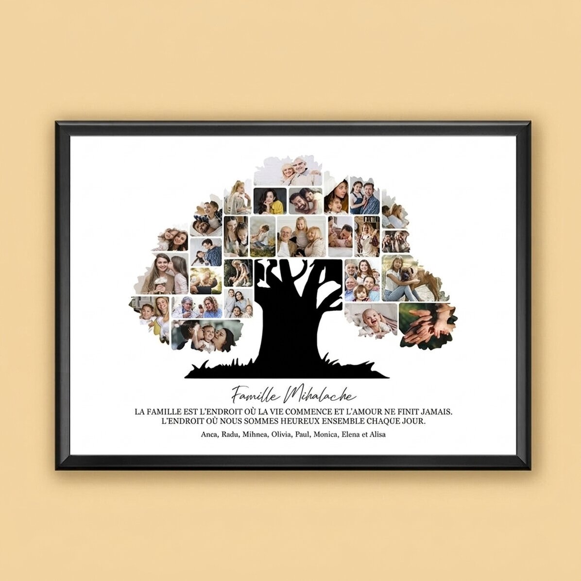 Tableau paysage personnalisé avec photos et texte - Notre famille