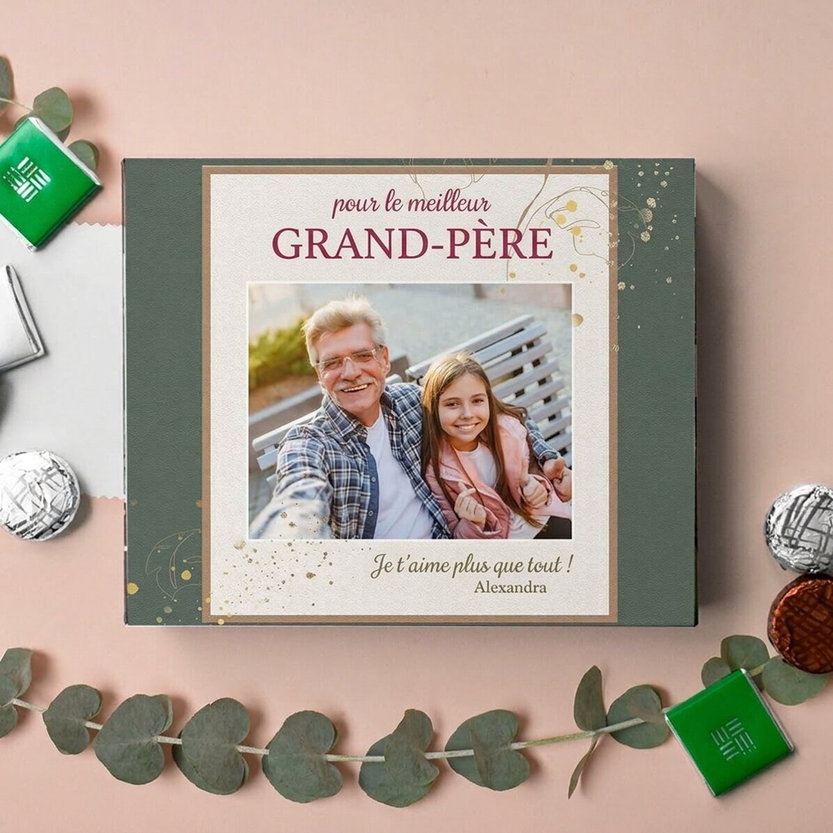 Boîte de bonbons personnalisée avec photo et message – pour le meilleur GRAND-PÈRE
