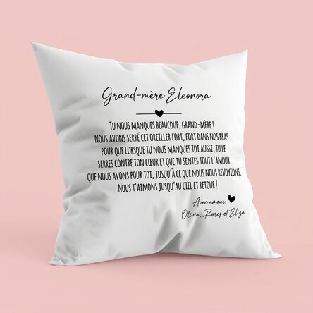 Coussin personnalisé avec un message pour vos proches