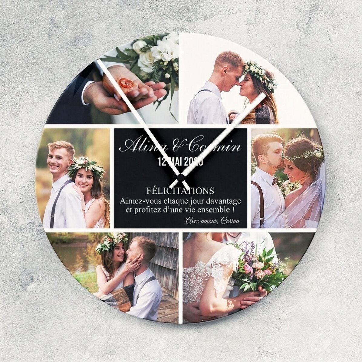 Montre personnalisée avec 6 photos et un message - Moments