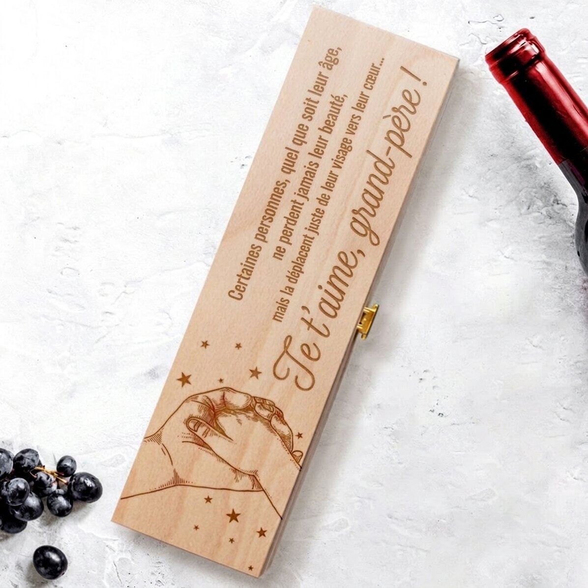 Coffret de vin personnalisé avec un message pour grand-père - Je t