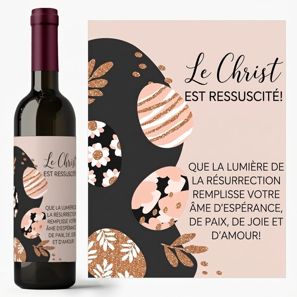 Vin personnalisé avec un message - Œufs de Pâques