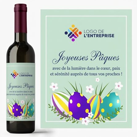 Vin personnalisé avec logo et texte - Joyeuses Pâques