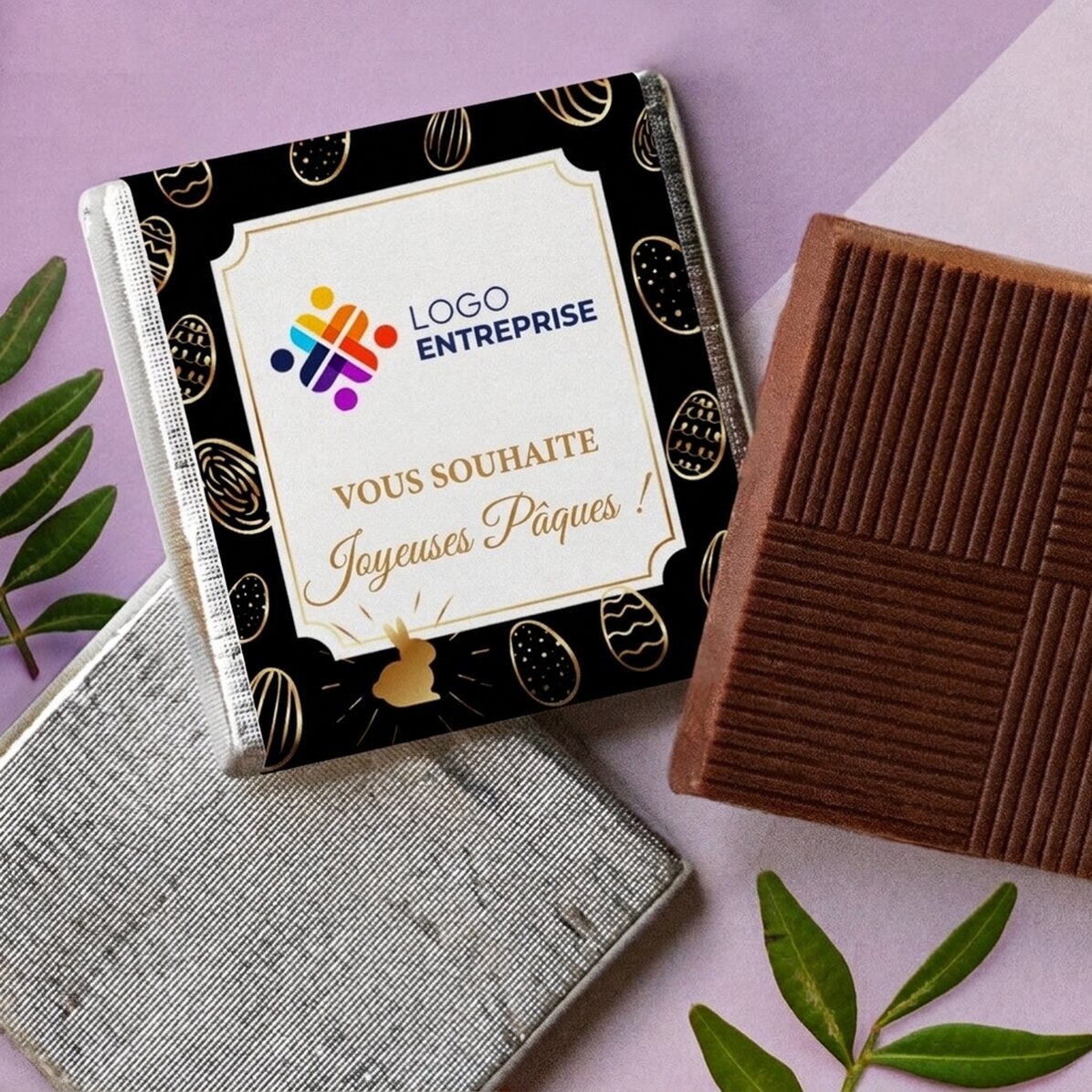 Mini-chocolats personnalisés avec logo et message - Œufs de Pâques