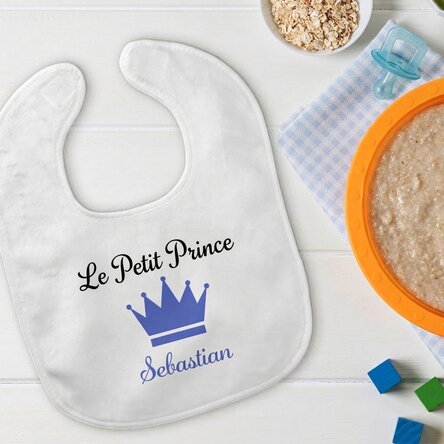 Bavoir personnalisé pour bébé avec prénom - Couronne