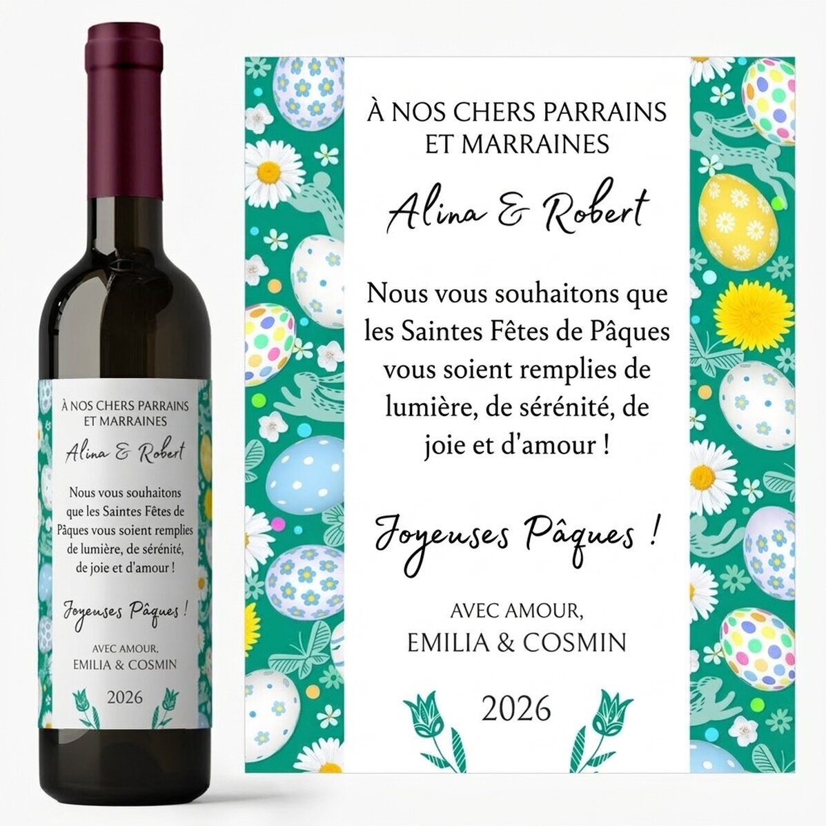 Vin personnalisé avec un message - Message de Pâques