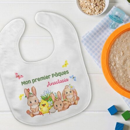 Bavoir personnalisé avec inscription - Première Pâques