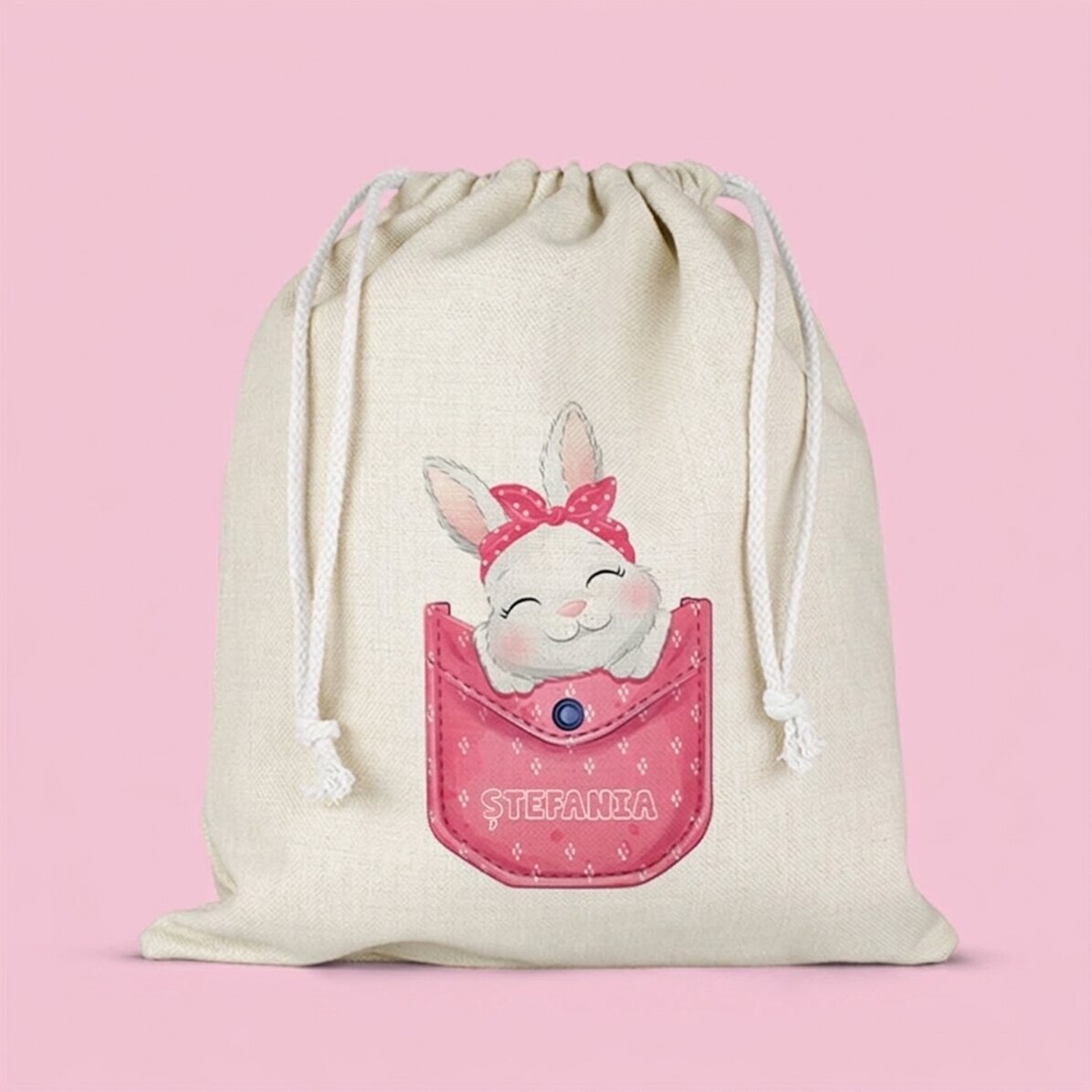 Sachet cadeau / pour la maternelle personnalisé avec un prénom - Lapin