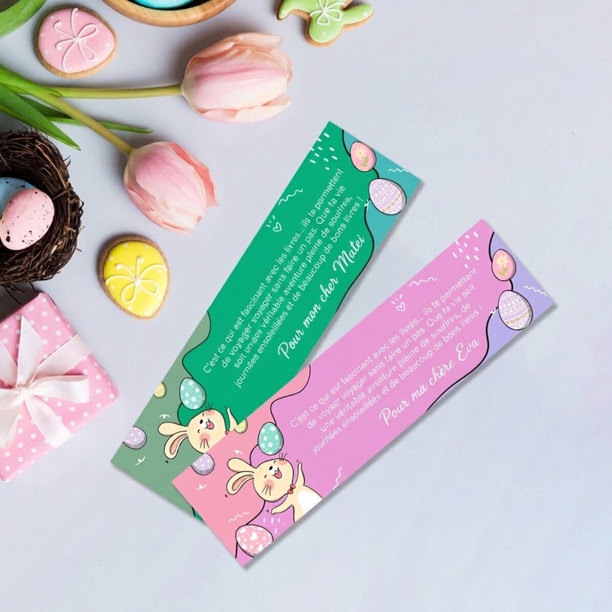 Marque-page personnalisé avec un message de Pâques