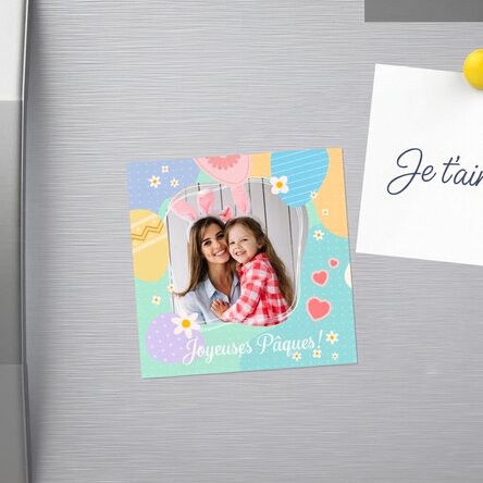 Aimant 10 x 10 personnalisé avec photo et texte - Joyeuses Pâques