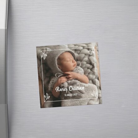 Aimant souvenir de baptême 10 x 10, personnalisé avec une photo et un texte