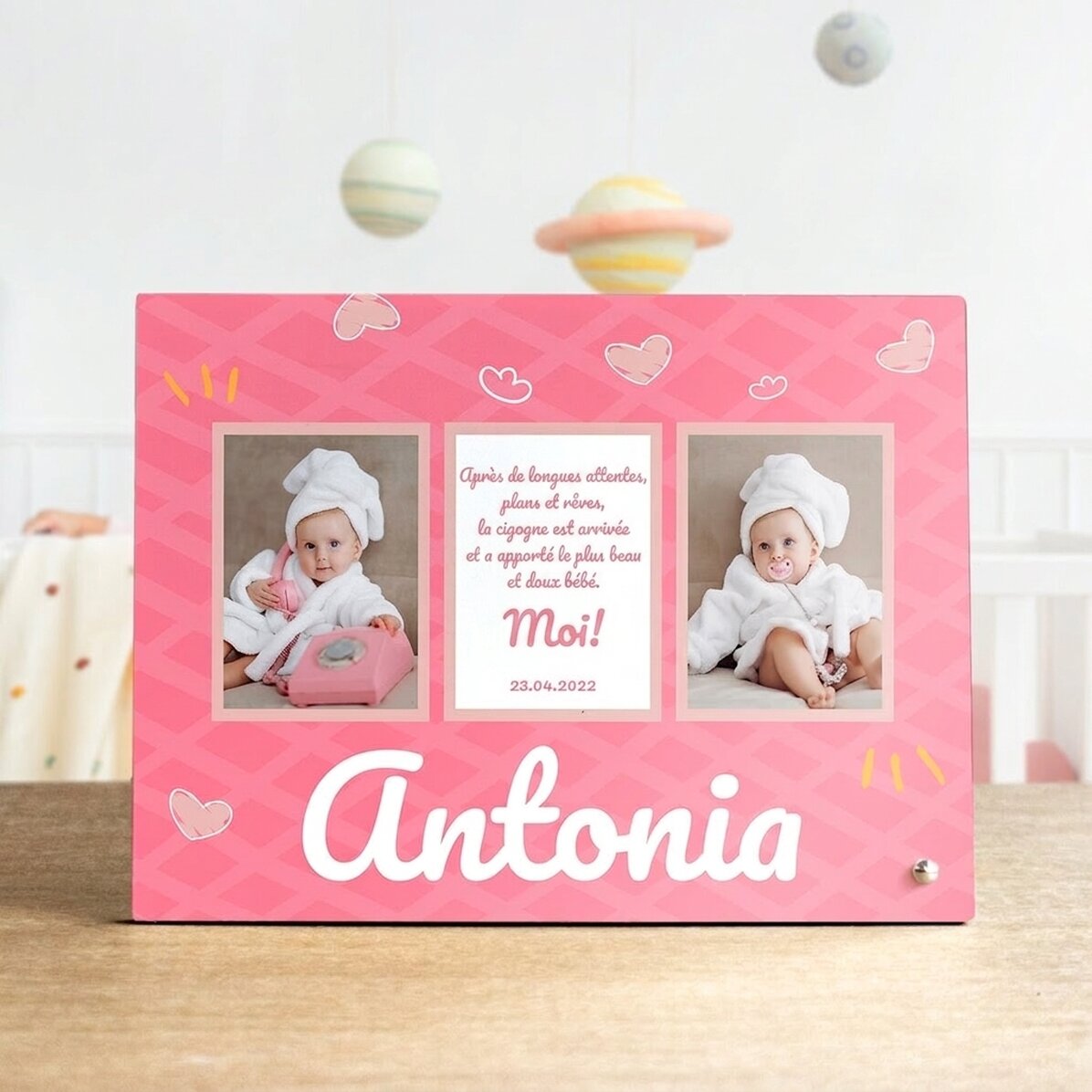 Cadre photo personnalisé avec 3 photos et un texte pour enfant - Le plus mignon