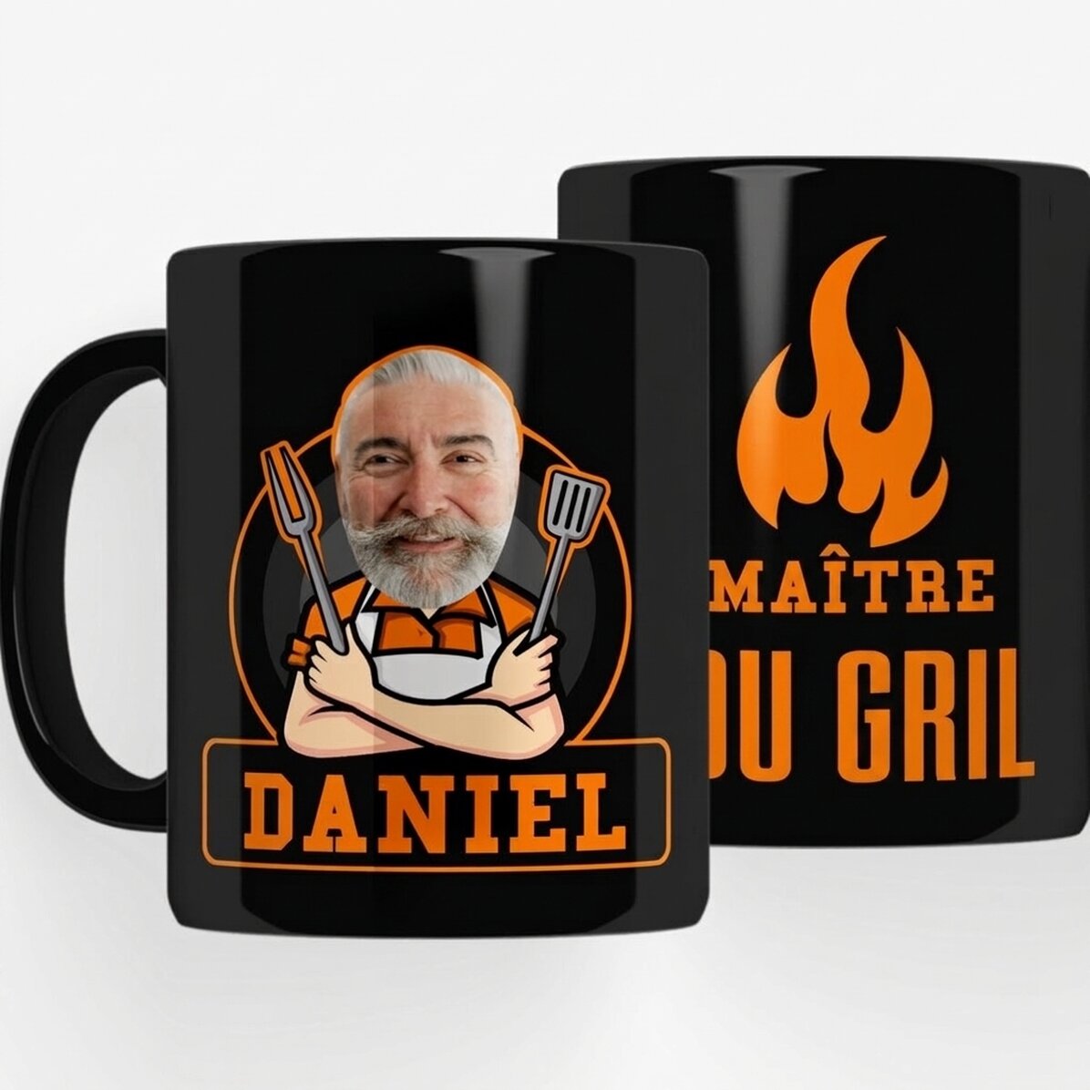 Tasse noire personnalisée avec un message pour les amateurs de barbecue