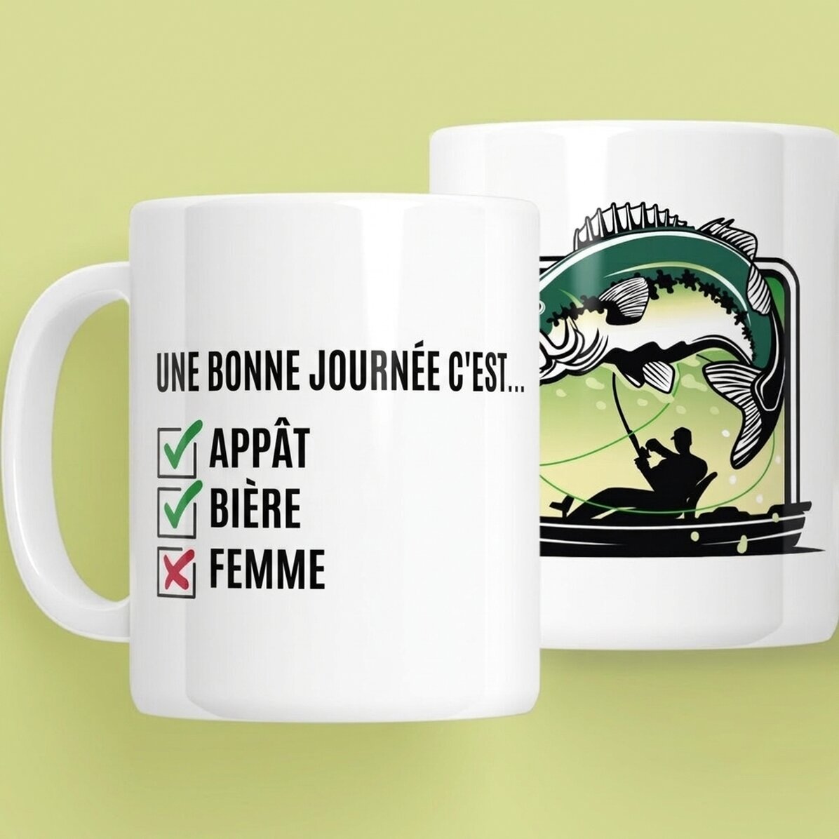 Tasse personnalisée avec texte - Journée du pêcheur