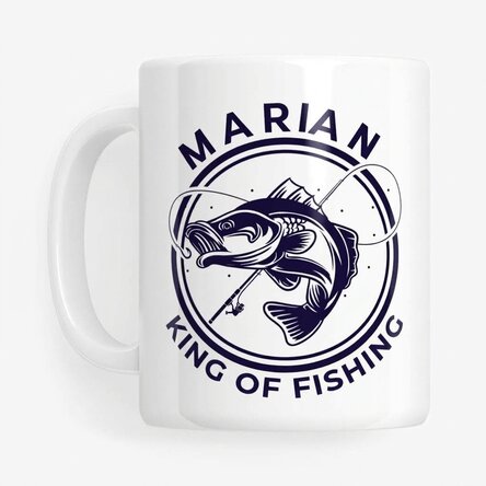 Personalised mug with text and name - King of Fishing