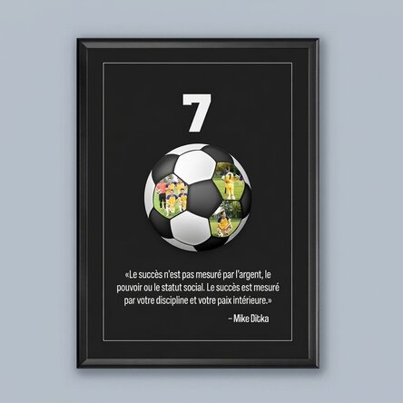 Tableau personnalisé avec un texte et 3 photos - Ballon de football