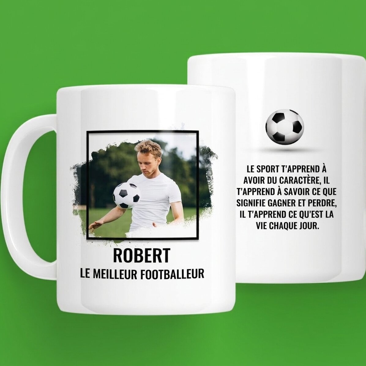 Tasse personnalisée avec photo et texte - FOOTBALL