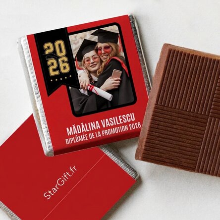 Mini-chocolat personnalisé avec le nom et l'année pour les diplômés