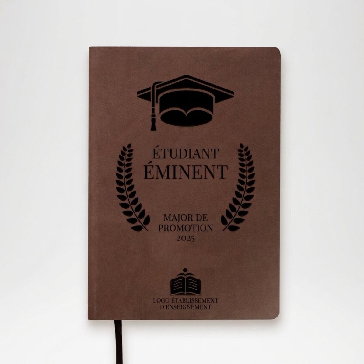Agenda en cuir personnalisé avec texte et logo - Remise des diplômes