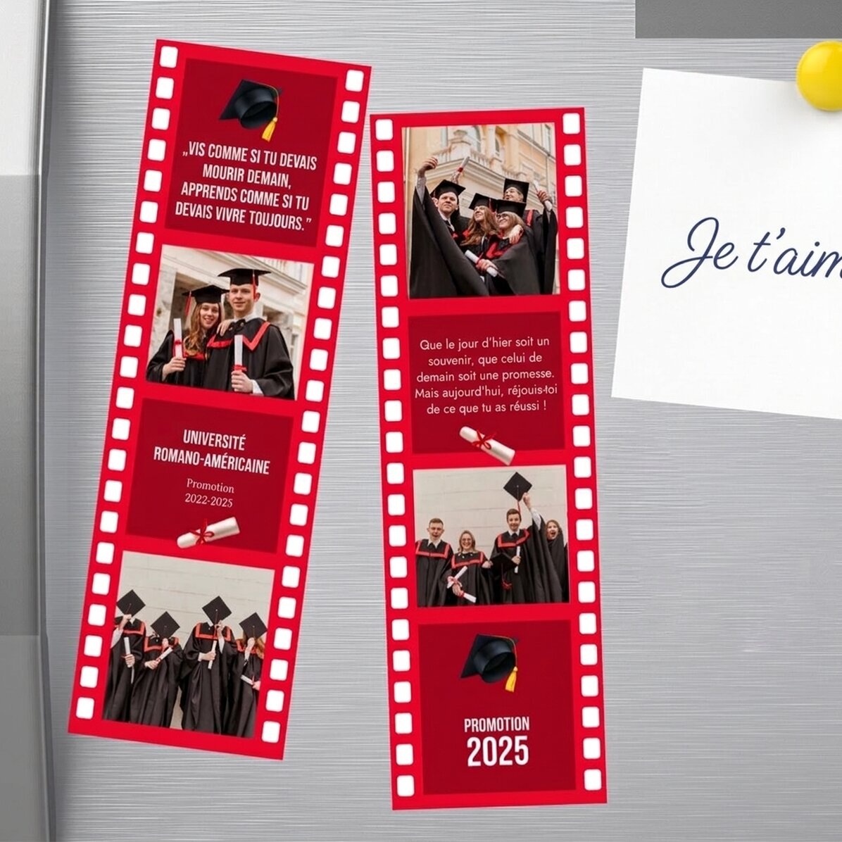 Lot de 2 aimants personnalisés avec photos et texte pour la remise des diplômes