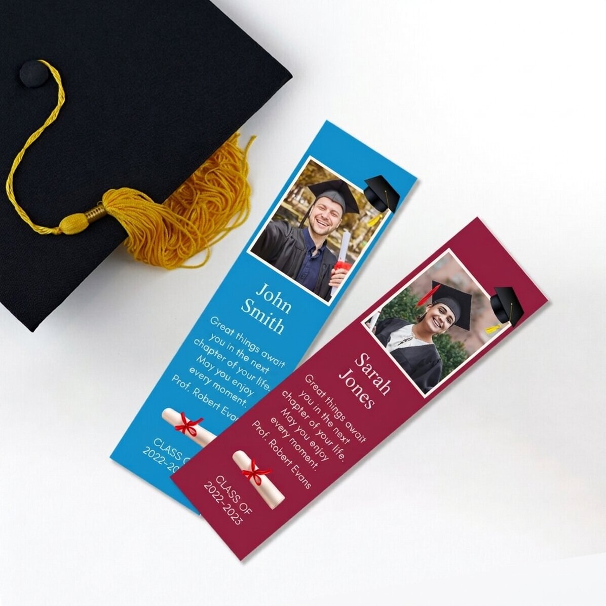 Marque-page personnalisé avec une photo et un message - Remise des diplômes