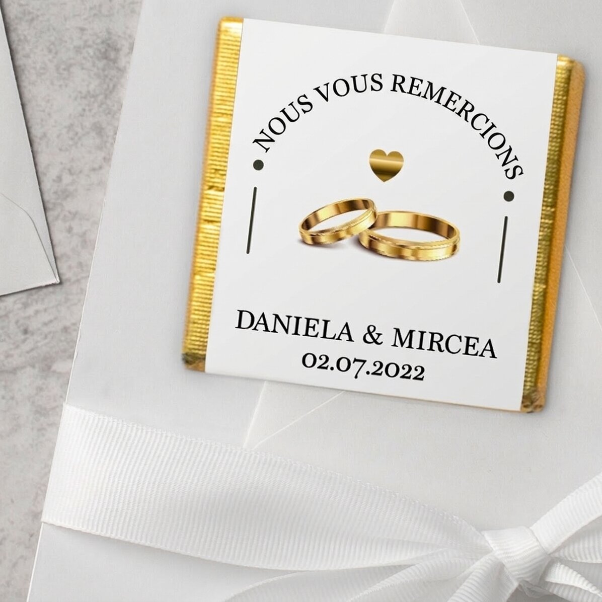 Mini-chocolat de mariage personnalisé avec inscription - Merci
