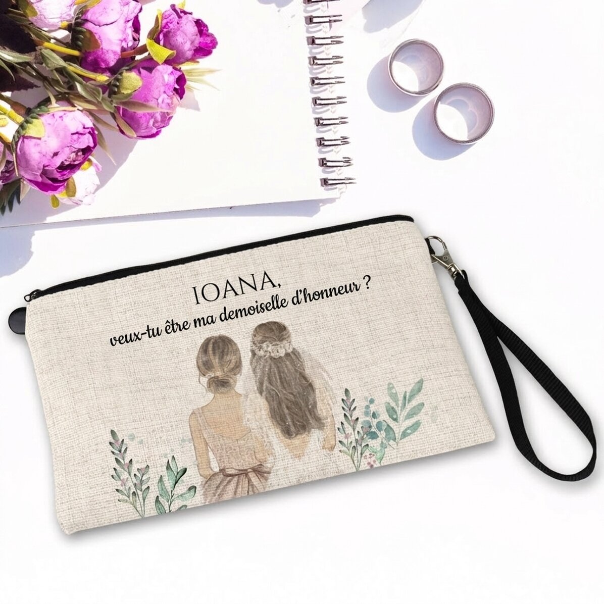 Trousse de maquillage personnalisée avec inscription - Demoiselle d