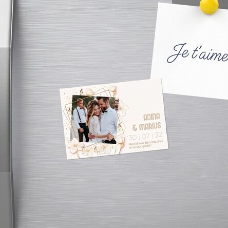 Aimant personnalisé de 10 x 7 cm avec une photo et un texte - Cadeau de mariage