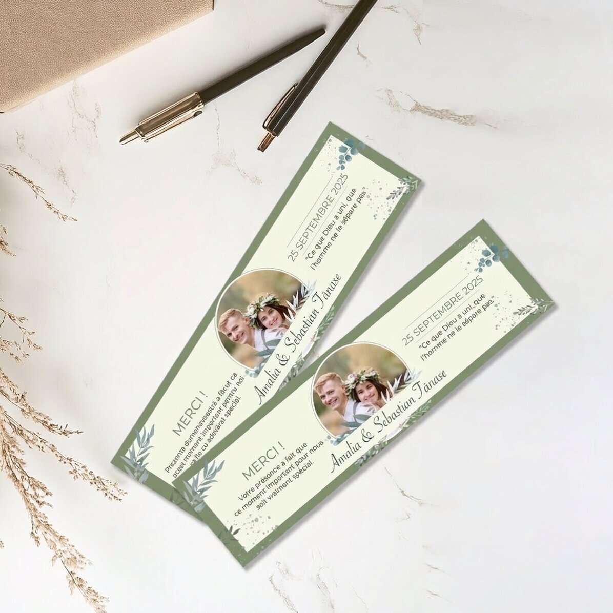 Marque-page personnalisé avec une photo et un message