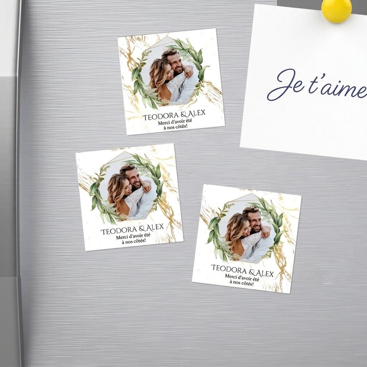 Lot de 12 aimants 6 x 6 cm - souvenir de mariage