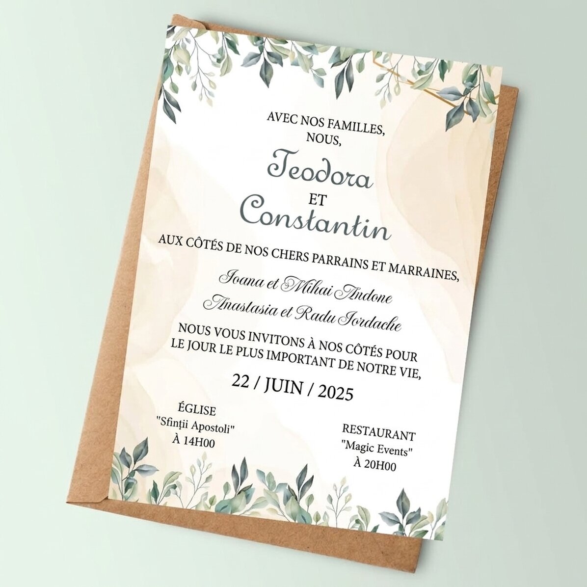 Carte personnalisée avec texte - Invitation de mariage « Elegance »