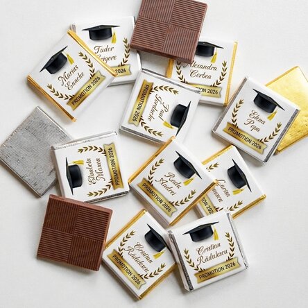 Lot de 10 mini-chocolats personnalisés avec un message pour les diplômés