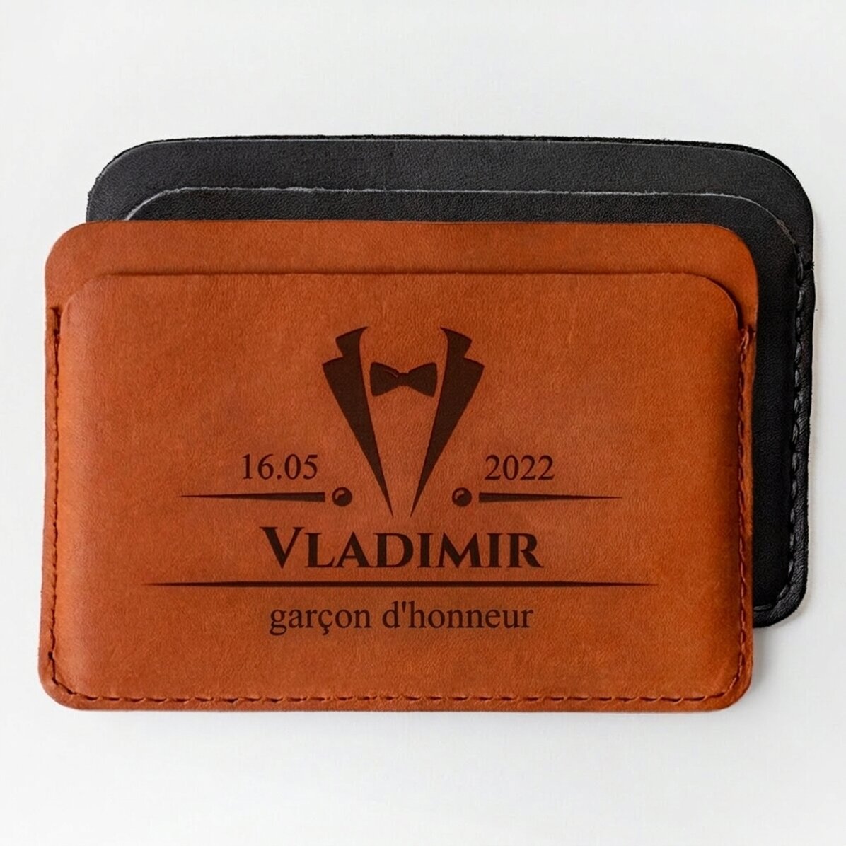 Portefeuille en cuir personnalisé avec inscription - Élégant