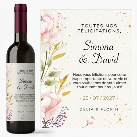 Vin personnalisé avec un message - Félicitations aux jeunes mariés