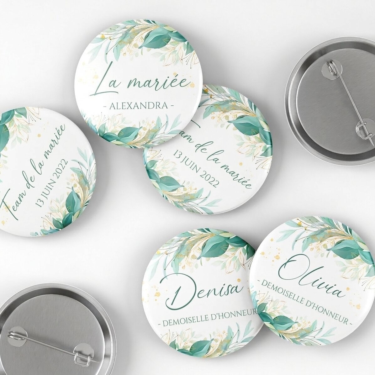 Badge personnalisé avec inscription pour la mariée et les demoiselles d