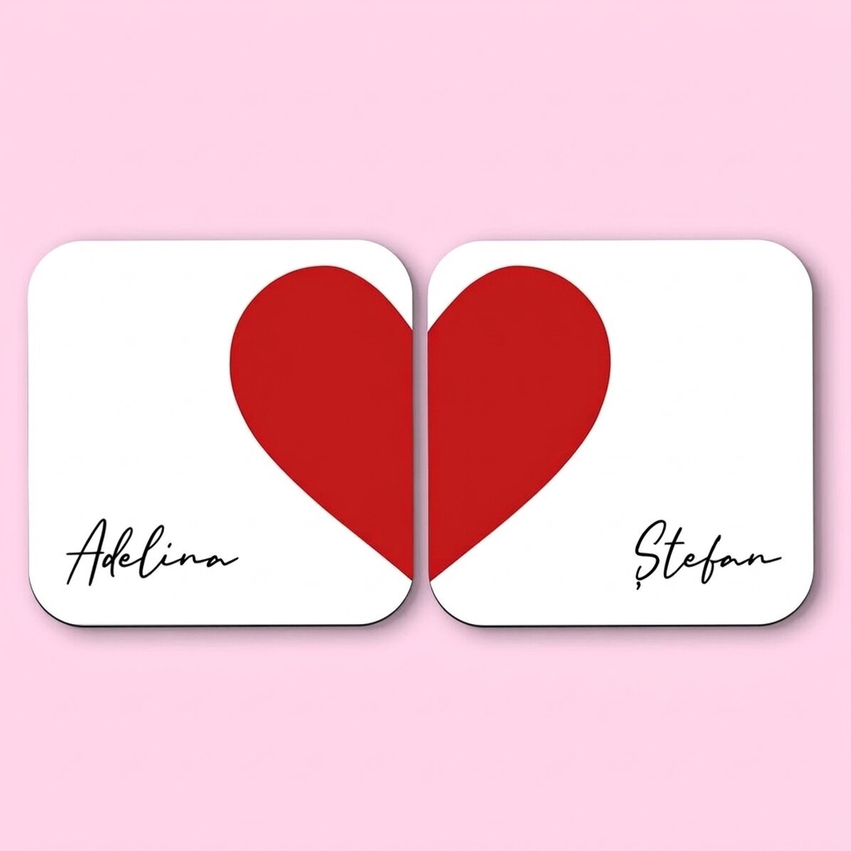 Lot de 2 sous-verres personnalisés avec inscription - Heart