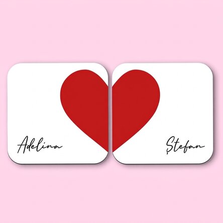 Lot de 2 sous-verres personnalisés avec inscription - Heart